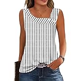 GUNEST Womens Summer Tank Tops Square Neck Sleeveless Buttons Casual Dressy Tunics Basic Business Work T Shirts Blouses