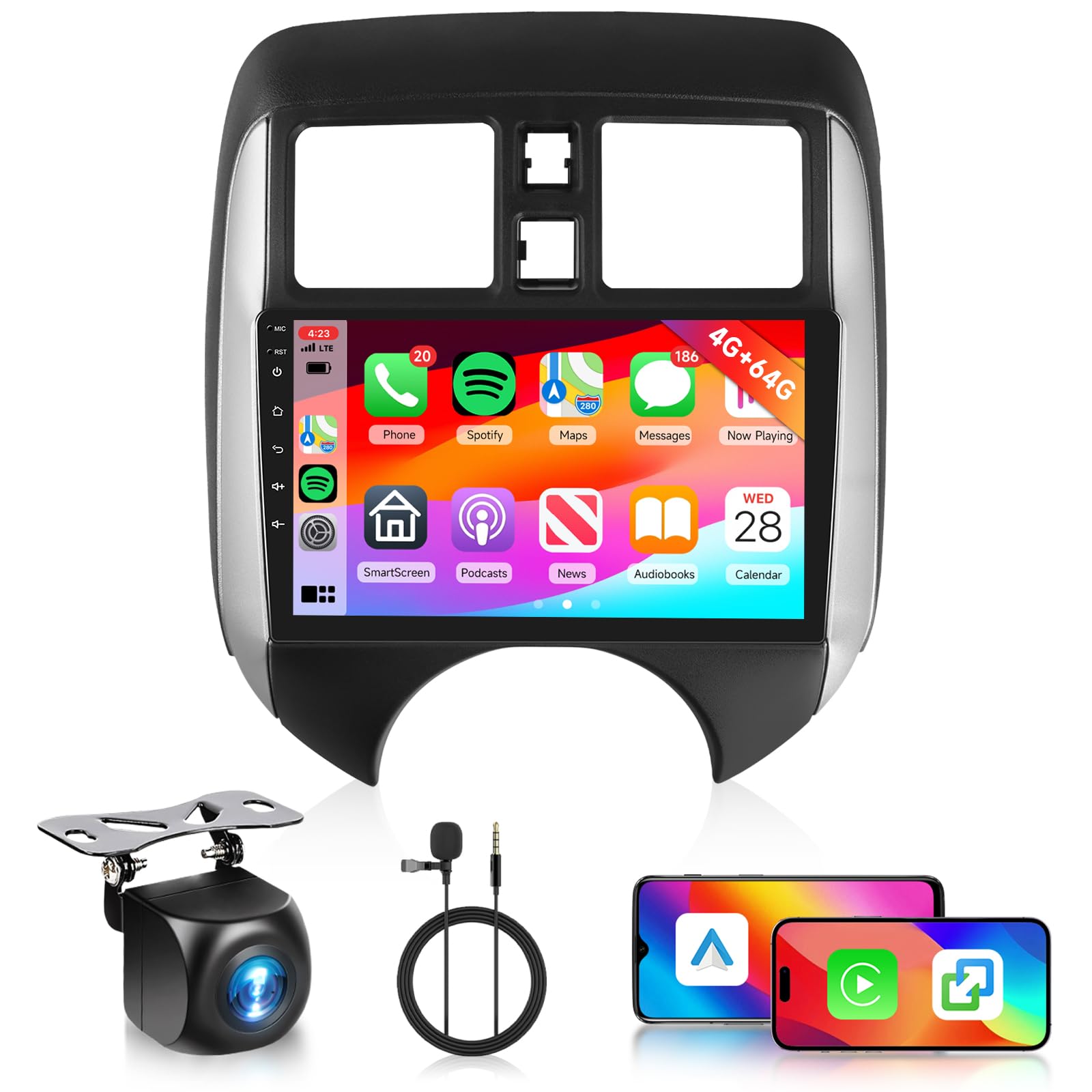 Photo 1 of [4G+64G] Android Car Stereo for Nissan Versa Note 2014-2018 Radio with Wireless Carplay Android Auto Radio, Hodozzy 9 inch Touch Screen with GPS, Mirror Link, Bluetooth, WiFi, DSP, FM/RDS Radio