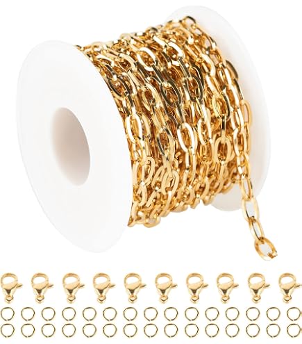 YOUBEIYEE 5M Silver Stainless Steel Chain Roll – Jewelry Making Supplies With Jump Rings & Lobster Clasps - View #3