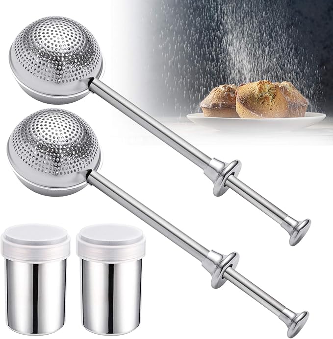 4 PCS Powdered Sugar Shaker Duster, Sugar Dispenser Flour Cinnamon