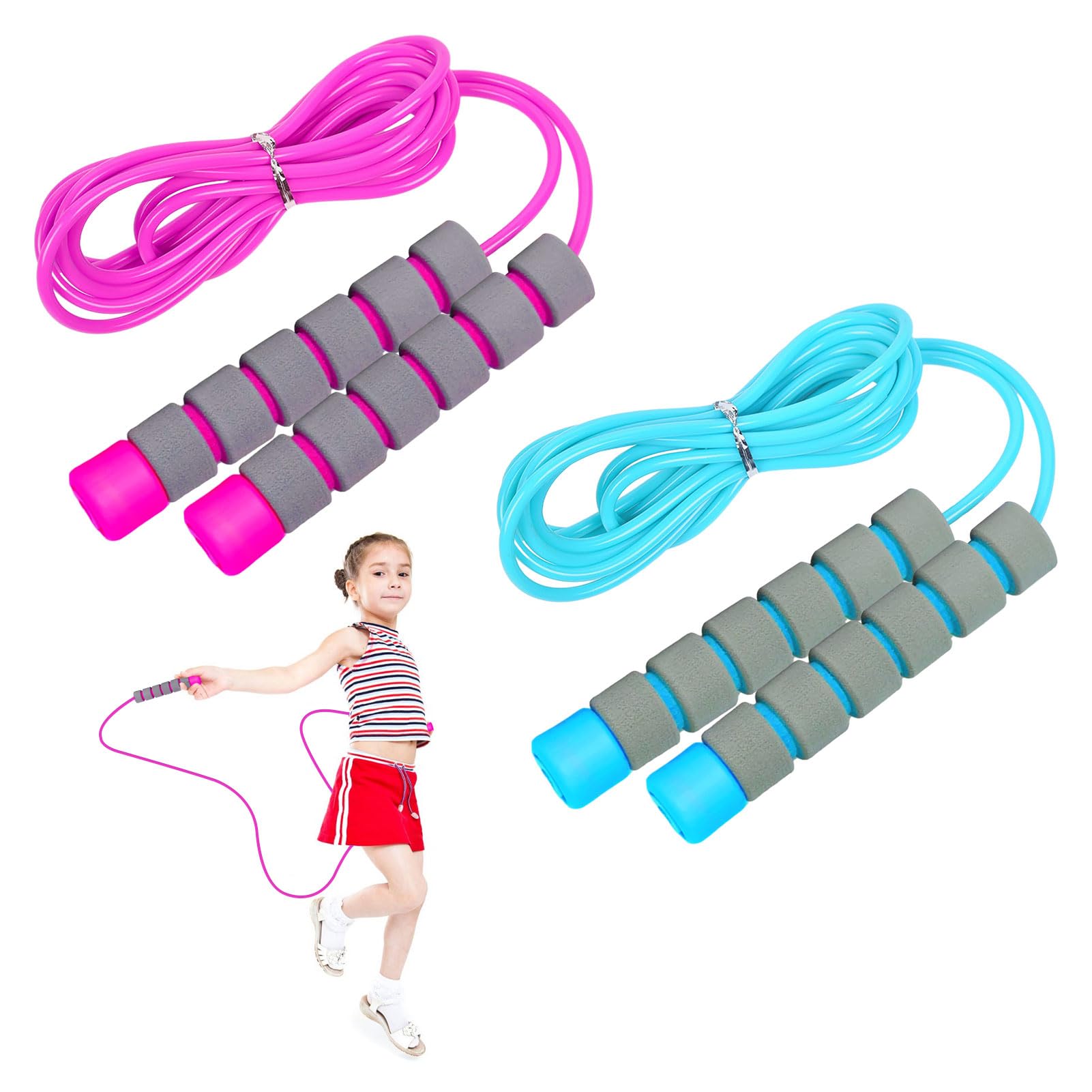 Child Skipping Rope 2 Pcs Adjustable for Kids Age 5-9 Year Boys and Girls to Exercise (2.6m)