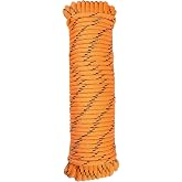 SDHUATUO 3/8 in x 100 Ft Diamond Braided Polypropylene Rope Orange | 32 Strands High Strength Utility for Clothesrope Flag Pole Camping Hiking Swing Indoor Outdoor Use