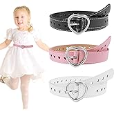 Sorcristy 3PCS Toddler Belt Lovely Kids Belt Girls Size 6-12 PU Leather Girls belts Cute Hollow Heart Shape Adjustable Belts