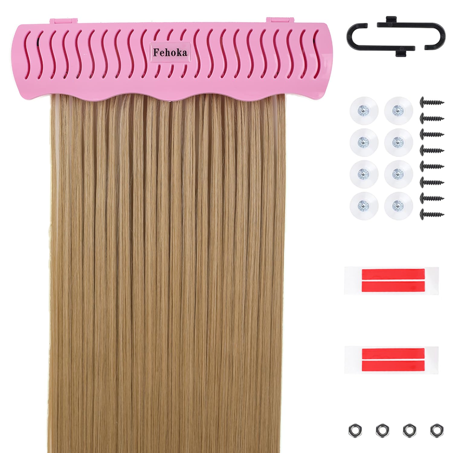 Photo 1 of Fehoka Hair Extension Holder holder for Washing,Styling, Packing and Storing,Hair Extension Holder holder for salons,bathrooms, beauty shops, cloakrooms.4 quick&easy Installation Modes With Tool.