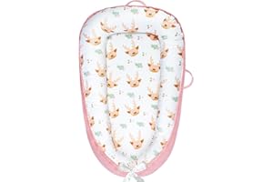 BBWOO Baby Lounger - Baby Lounger for Newborn 0-24 Months, Breathable and Soft Cotton Cover Baby Nest, Portable Cozy Tummy Time Lounger for Home and Travel, Ideal Baby Essentials & Shower Gifts