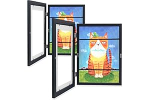 MammyGol 2-Pack Kids Art Frames in Black, Picture Frame Displays 10x12.5 without Mat, Front Opening Kids Artwork Frames Changeable, Storage Frame for Wall Tabletop, Holds 50-150 Pcs