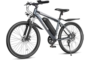 Funhang Electric Bike, 26'' 1000W Peak Ebike, Up to 50 Miles 21.7MPH Electric Mountain Bike with 48V Removable Battery, Front