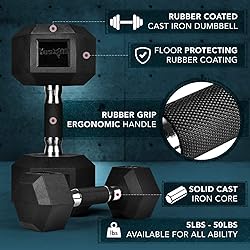 Dumbbell Hex - Rubber Grip - 5lbs - Pair