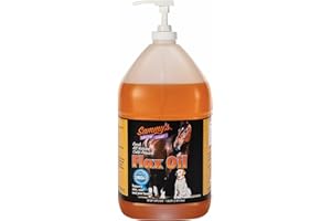 Sammy's Shiny Coat Flax Oil for Horses, Pure Flaxseed Oil for Horse, Rich in Omega-3 Fatty Acids, Flax Oil Horse Supplement for Skin and Coat, Immune, Cardio and Joint Support, 1 Gallon with Free Pump