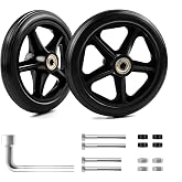 Royitay 2 Pack 6 Inch Rubber Wheelchair Wheels Replacement for Walkers, Rollators, Wheelchairs,Durable Anti-Slip ABS Wheel Hub- Universal Aid Wheels for Adults, Seniors, Black