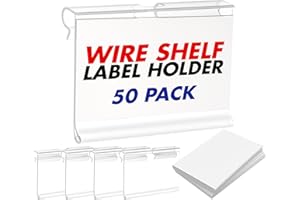 50 Pack Reusable Plastic Wire Shelf Label Holder, for Pantry Retail Merchandise Shopping Mall Store Shop Supermarket UPC Price Card Sign and Ticket Display Holder, Clip-On Design. 6cm X 4cm By NuBliss