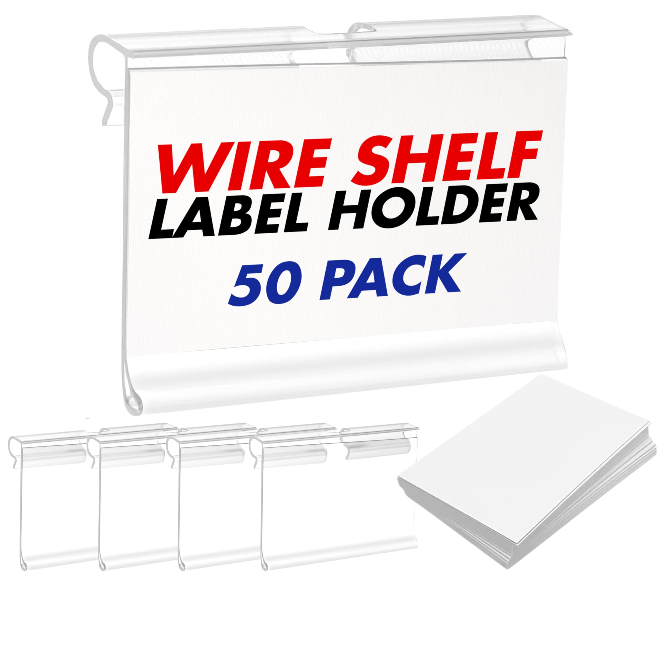 Photo 1 of 50 Pack Reusable Plastic Wire Shelf Label Holder, for Pantry Retail Merchandise Shopping Mall Store Shop Supermarket UPC Price Card Sign and Ticket Display Holder, Clip-On Design. 6cm X 4cm By NuBliss