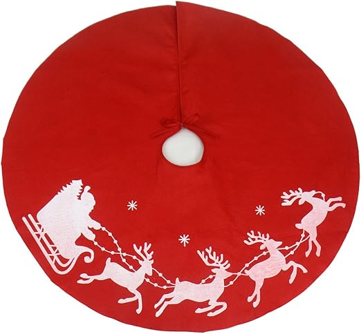 Babbo Natale E Renne Immagini.Tappetino Rotondo Per Base Albero Di Natale Con Babbo Natale E Renne 100 Cm Di Diametro Colore Rosso Amazon It Giardino E Giardinaggio