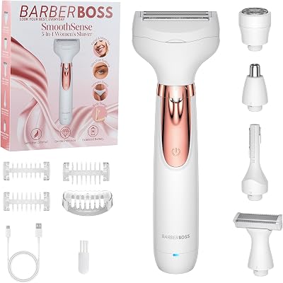 Rasoio elettrico donna 5 in 1, Kit epilazione ricaricabile, Rasoio per donna per corpo, bikini, viso, naso e sopracciglia, Rasoi donna senza fili Wet & Dry, Epilatore per viso, QR-8005