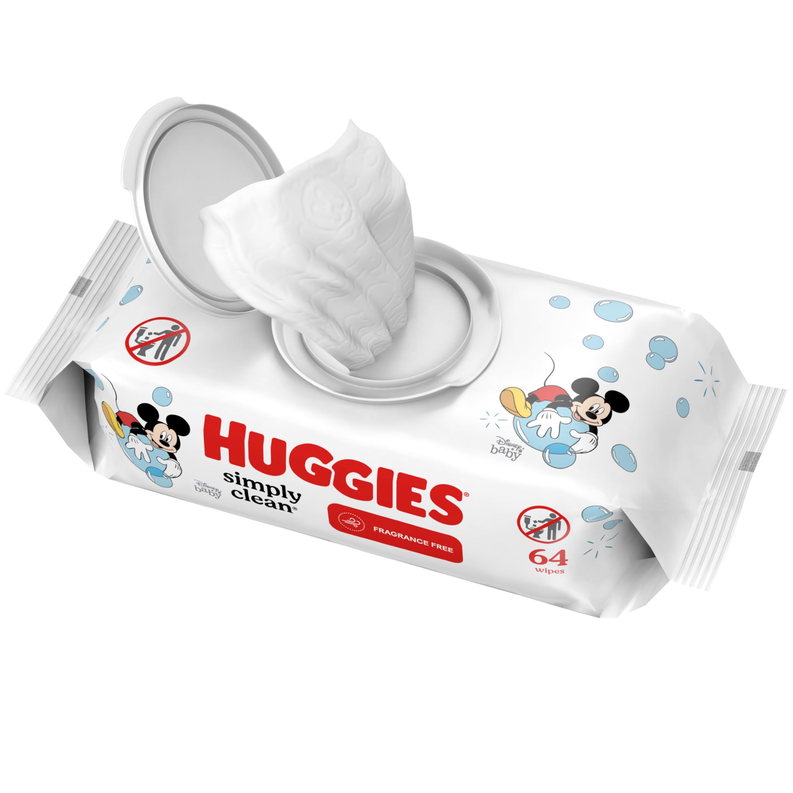 Photo 1 of Huggies Simply Clean Fragrance-Free Baby Wipes, Unscented Diaper Wipes, 1 Flip-Top Pack (64 Wipes Total)