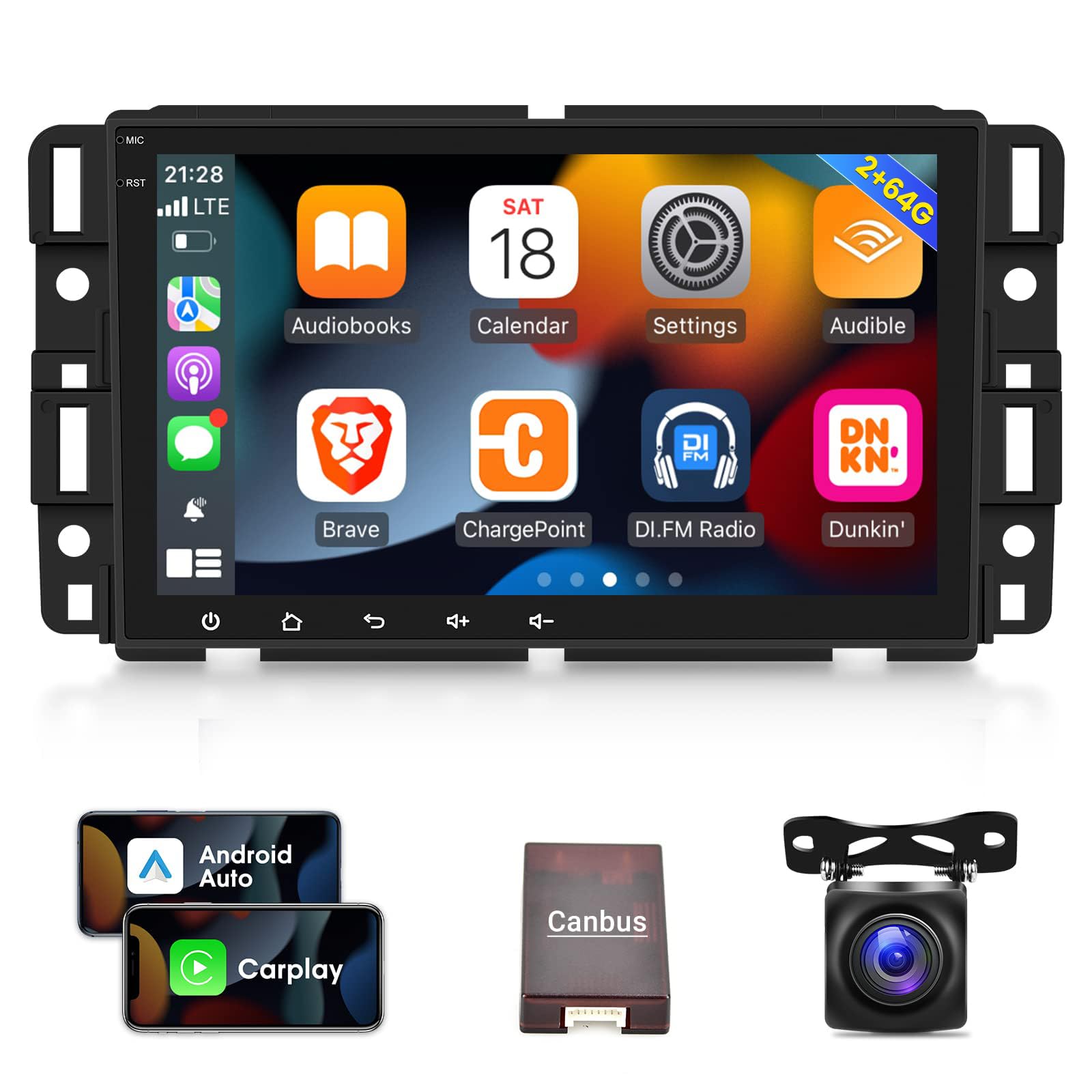 Photo 1 of [2G+64G] Car Radio for Chevrolet Chevy Silverado GMC Buick, 8 inch Android 13 Touch Screen Stereo, Carplay/Android Auto/Hi-Fi Audio/1080P/SWC/Bluetooth + AHD Backup Camera + MIC