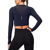 SANTINY Women's Long Sleeve Crop Workout Tops Slim Fit Gym Yoga Running Shirts for Women