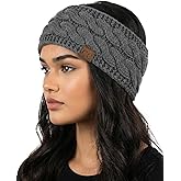 Funky Junque Winter Headbands for Women – Warm Head Wraps, Earmuff Style Ear Warmers, Cozy Headwrap for Running, Womens Outdoors Gear & Accessories - Charcoal