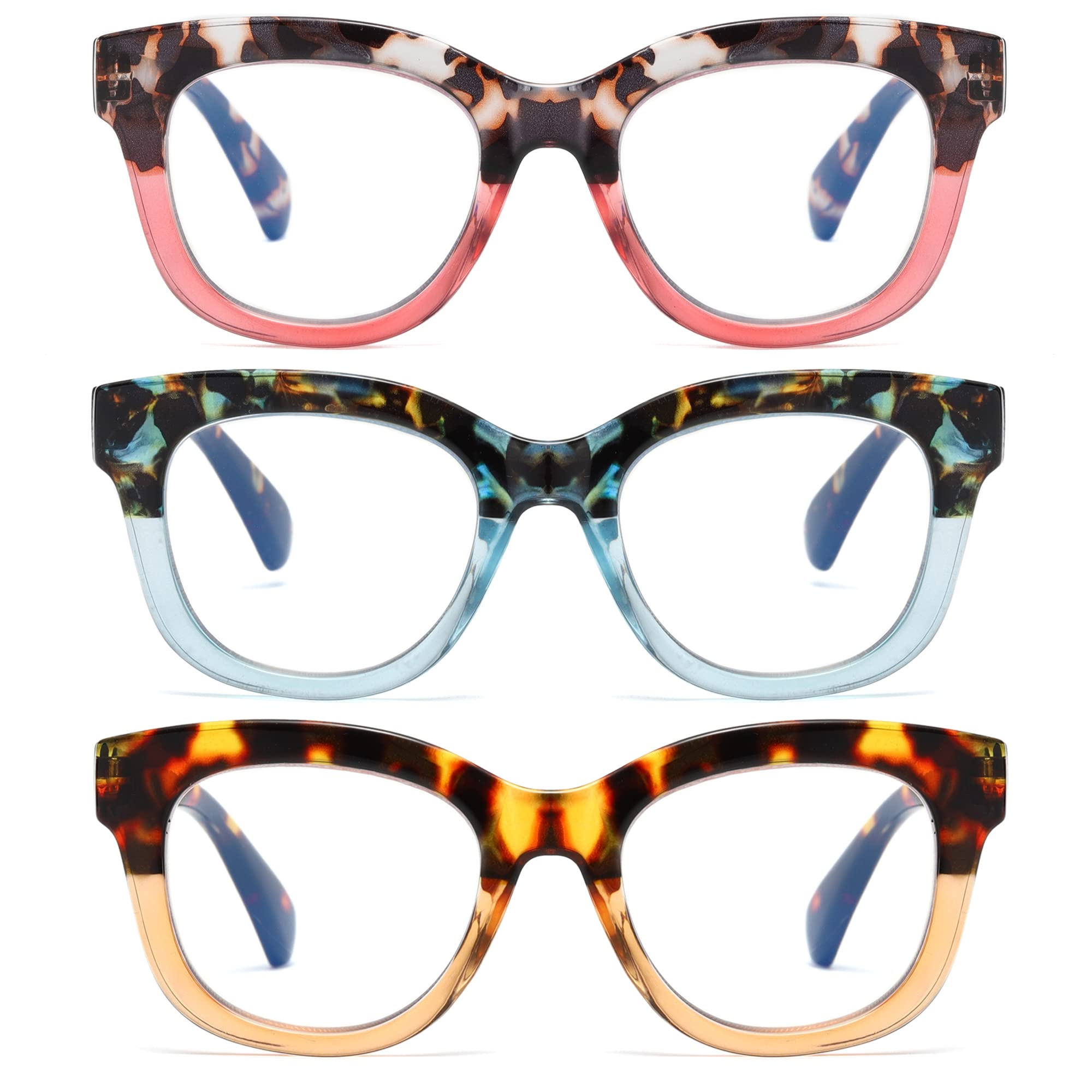 Fsread Oversized Reading Glasses For Women Blue Light Blocking Computer Readers Spring Hinge Retro +1.0