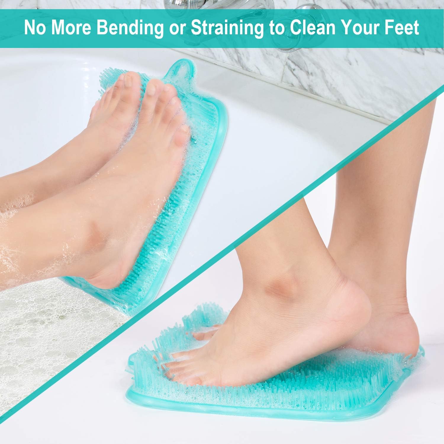 BESKAR Shower Foot Scrubber Mat with Non-Slip Suction Cups- Cleans, Smooths, Exfoliates & Massages your Feet Without Bending, Improve Foot Circulation & Soothes Tired Feet, Great for Shower or Bathtub: Health & Personal Care