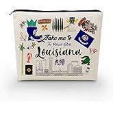 YULUENZE Take Me To Louisiana Makeup Bag Louisiana Travel Gift Small Canvas Organizer Bag with Zipper Louisiana Cosmetic Bag Travel Present for Women Friends Families