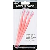 About Face Facial Razor &amp; Eyebrow Shaper 3 Count | Removes Peach Fuzz on Cheeks, Chin, or Forehead &amp; Delicately Shapes Eyebrows