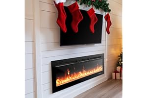 Silonn 60″Smart Electric Fireplace Heater with App & Remote Control, 5300 BTU Heat Output, Ultra-Slim Wall-Mounted or Recessed Electric Fireplace Inserts with Timer, 20 Flame Colors,WiFi Enabled