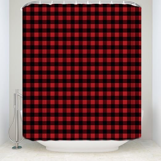 Amazon Com Red Black Buffalo Plaid Shower Curtains Rustic Style