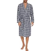 Zerbala Men's Flannel Robe Knee Length Plaid Bathrobe
