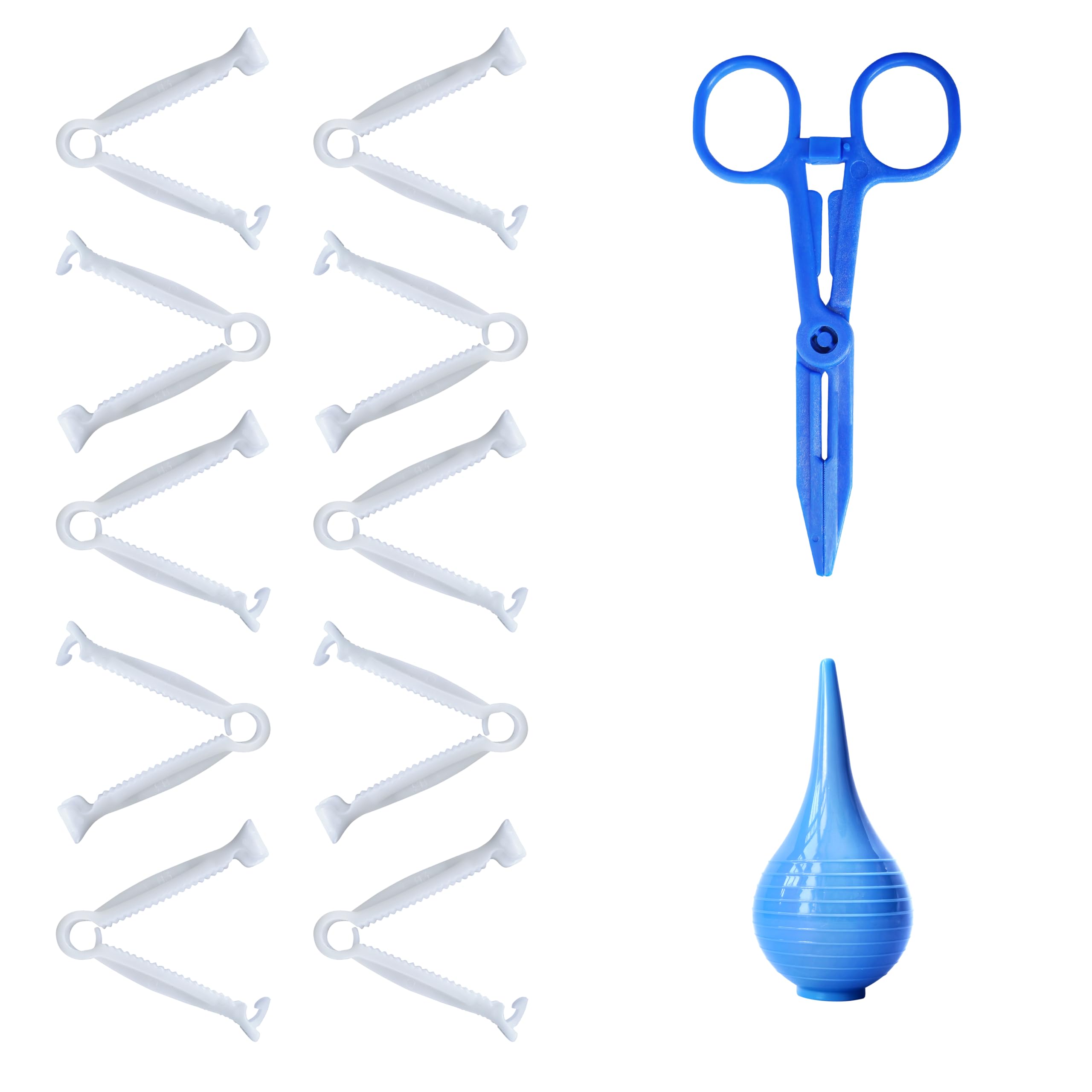 Photo 1 of 10 pcs Sterile Umbilical Cord Clamps, for Home Birth, Veterinary, Obstetrical Kit, Midwife Emergency Birth Supply, Ear Syringe, Snot Sucker, Mucus Sucker and Nasal Bulb Syringe