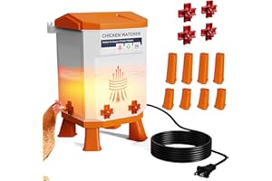 GOYAPPIN Heated Chicken Waterer 2 Gallon, Chicken Water Heater for Winter, Freeze Proof Chicken Waterer, 4 Nipples for Clean Water，Detachable Legs, Adjustable Height for Chickens, Pigeons, Beaked Poultry