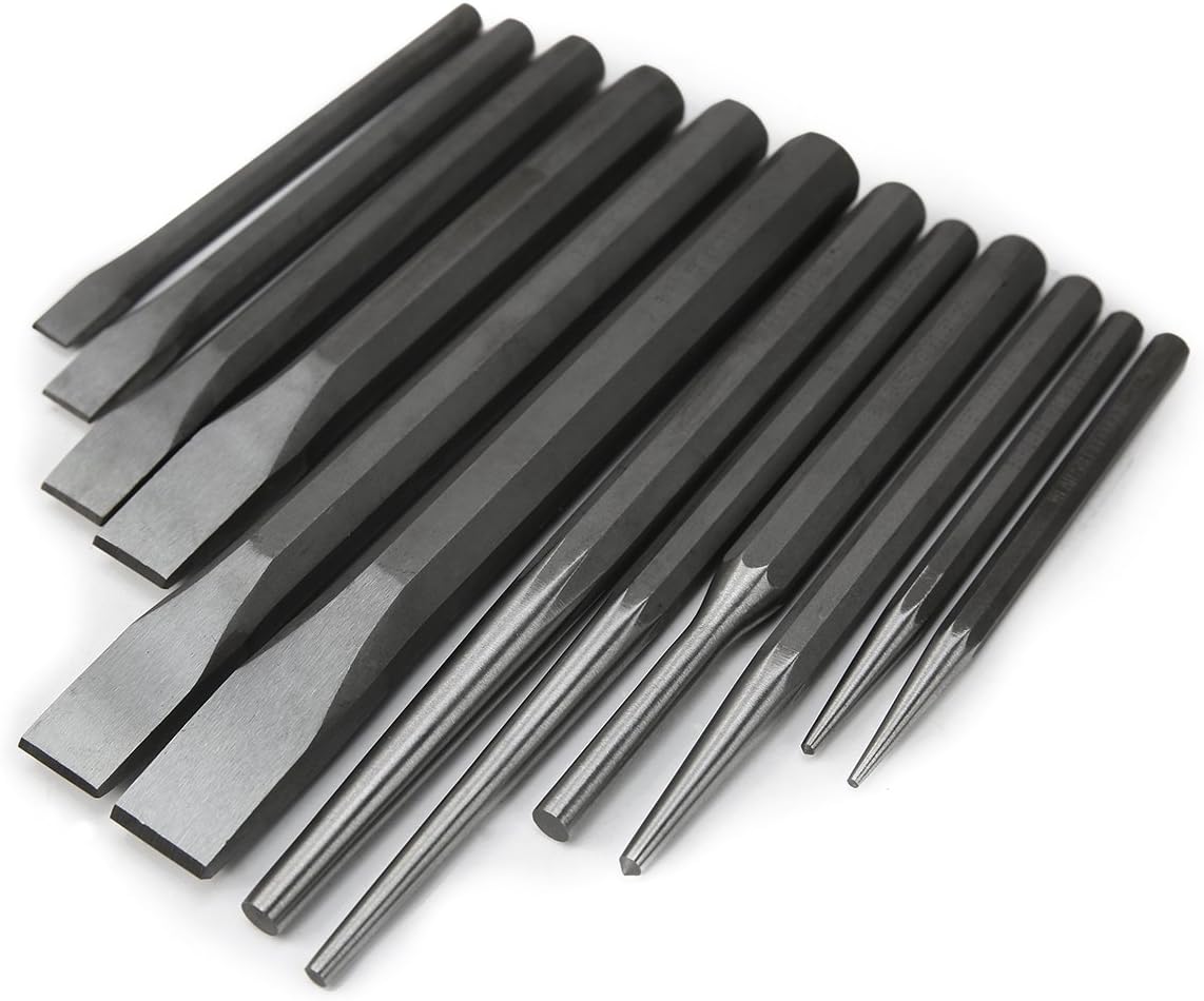 Punch and Chisel Set Pin Punches Tapered Punch Chisels 12pc Set Heavy