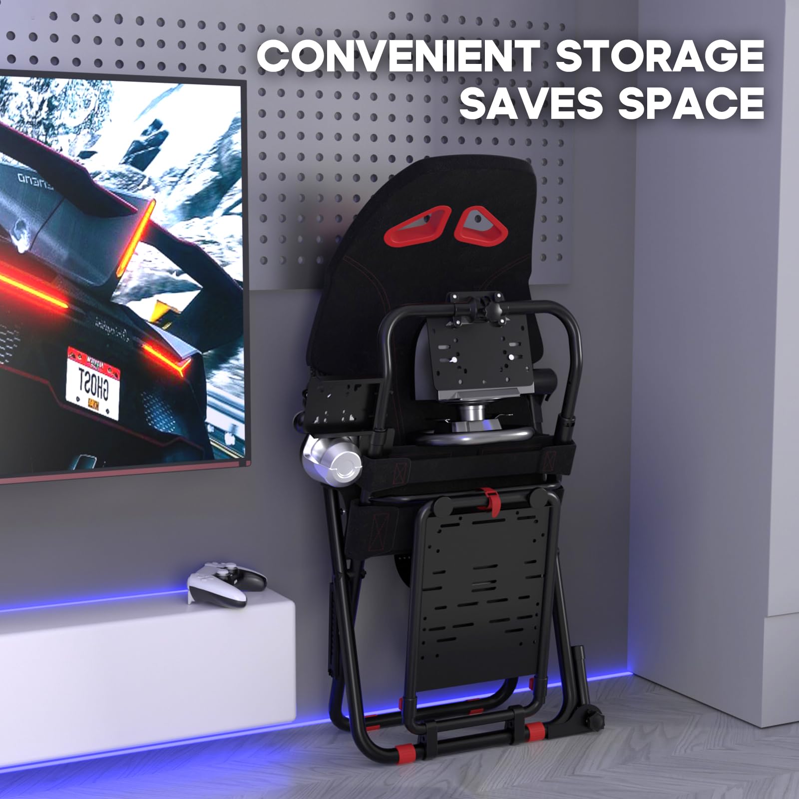 DIWANGUS Racing Simulator Cockpit Soporte plegable para volante de carreras con silla de asiento Sim para Logitech G29 G920 G923 G27 G25 Thrustmaster T248X T248 T300RS T150 458 TX Xbox PS4 PS5 Accesorios