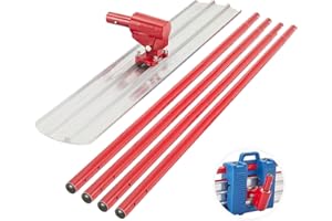 NEWPEAS 48x8"Bull Float Aluminum Magnesium Alloy Concrete Float，Round End Concrete Float Concrete Kit with 4 Interlocking Poles，Bull Float with Carrying Plastic Tool Box