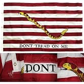 AES 3x5 Embroidered Gadsden 1st Navy Jack Don't Tread 210D Nylon Flag 3'x5' Clips Nylon Fade Resistant Double Stitched Premium Penant House Banner Grommets