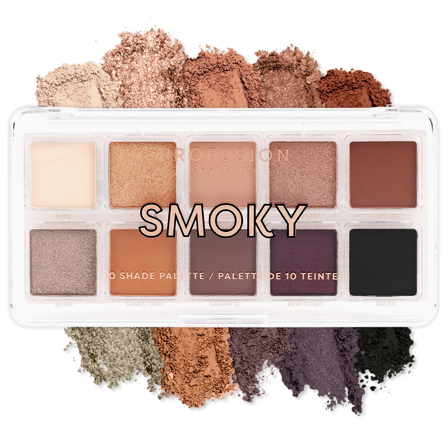 Profusion Cosmetics 10 Shade Eyeshadow Palette - High Pigmented Multi-Finish Colors, Vegan & Cruelty-Free, Create Stunning Looks On-the-Go - Travel-Friendly & Versatile Makeup, Smoky
