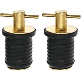 Nayciiy 2 Pcs Boat Drain Plug With T Handle - Snap Rubber Plugs With Brass/Stainless Steel Handle - Marine Twist Accessories