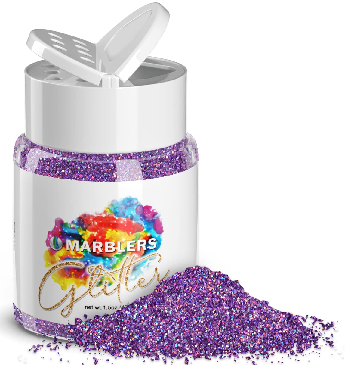 MARBLERS Holographic Glitter [Holo Purple] 1.5oz (42g) | Fine | Non-Toxic, Vegan, Cruelty-Free | Face, Body, Eyeshadow, Hair, Festival, Party Makeup | Nail Art, Polish | Resin, Tumbler, Slime, Craft — image 1
