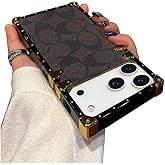 Feudoty Compatible with iPhone 17 Pro Max Case,Luxury Classic Elegant Soft TPU & PU Leather Bumper Shockproof Protective Cover Phone Case for iPhone 17 Pro Max for Women Men Brown