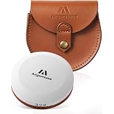 Angerstone Axe &amp; Hatchet Sharpener, Axe Sharpening Stone, 180/320 Grit | Round Whetstone Sharpening Puck for Machetes, Garden &amp; Bushcraft Tools. Genuine Leather Sheath for Camping and Field Use