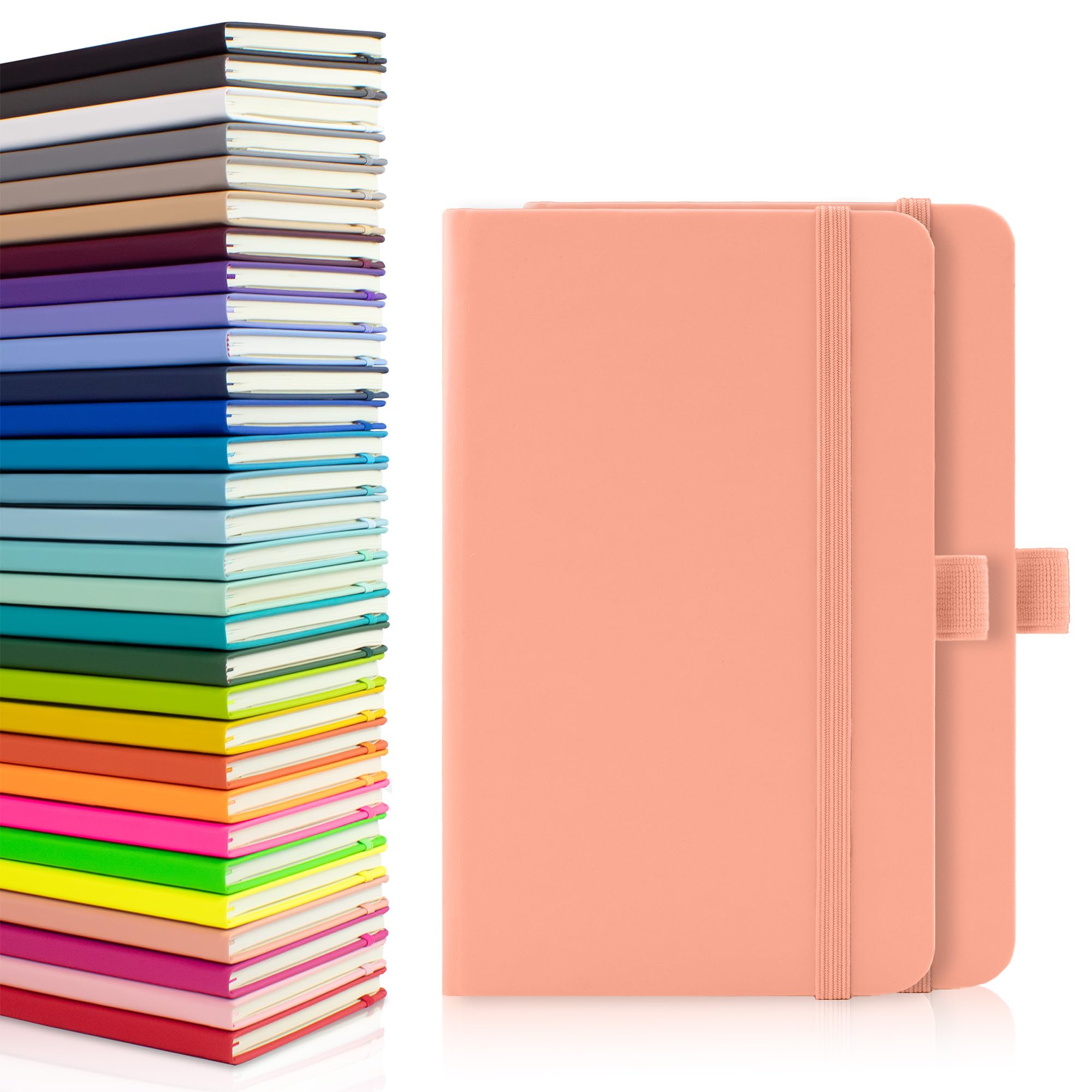 Notes London 2 x A6 Notebooks, Double Pack with Lined Pages, Pen Loop and Expandable Paper Pocket Hardback Medium Journal New Notepad Note Book Notes Diary Pad (Pastel Pink) — image 1