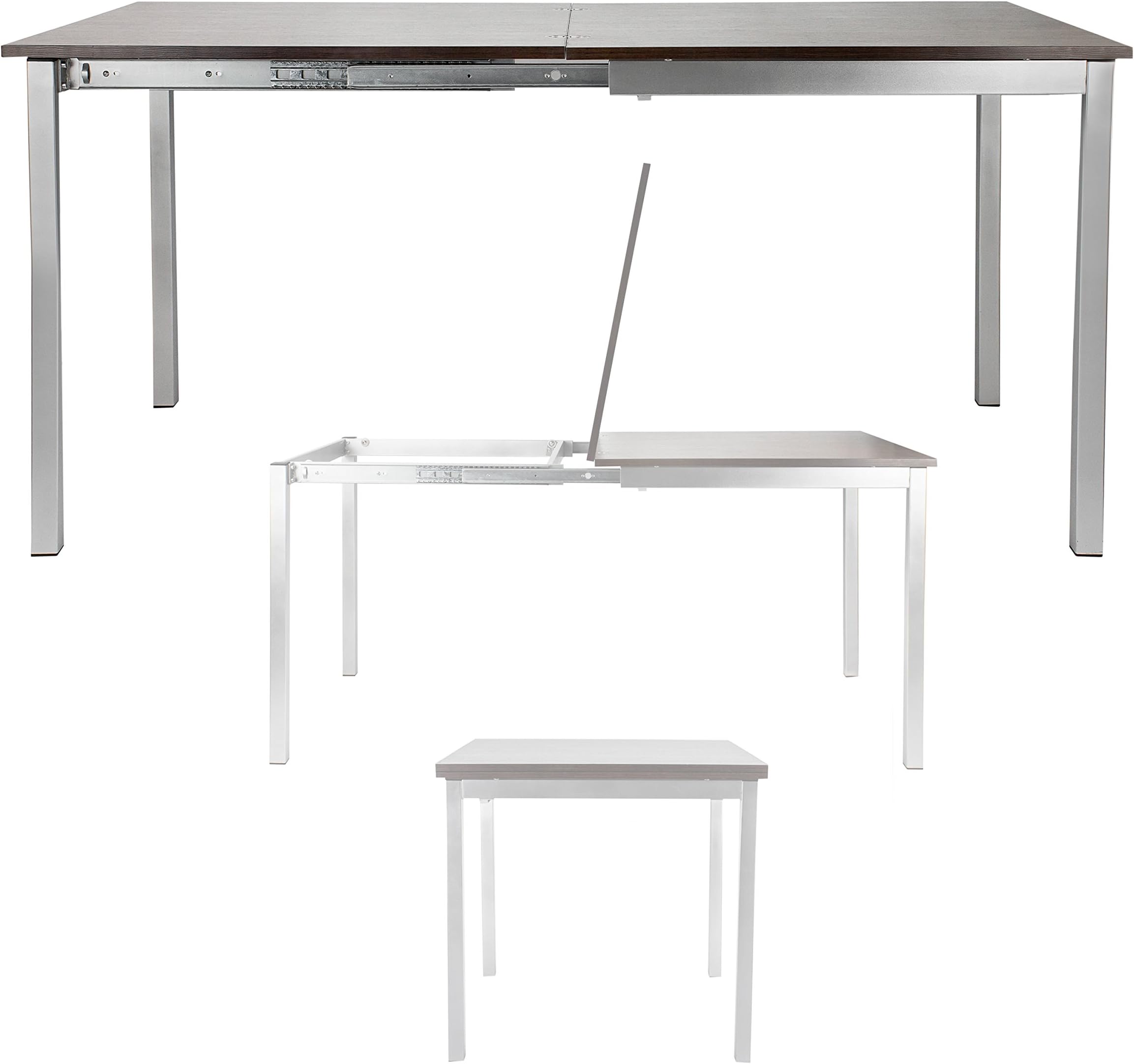 SpaceMaster Easy Slide Dining Transforming Table, Dark Wood