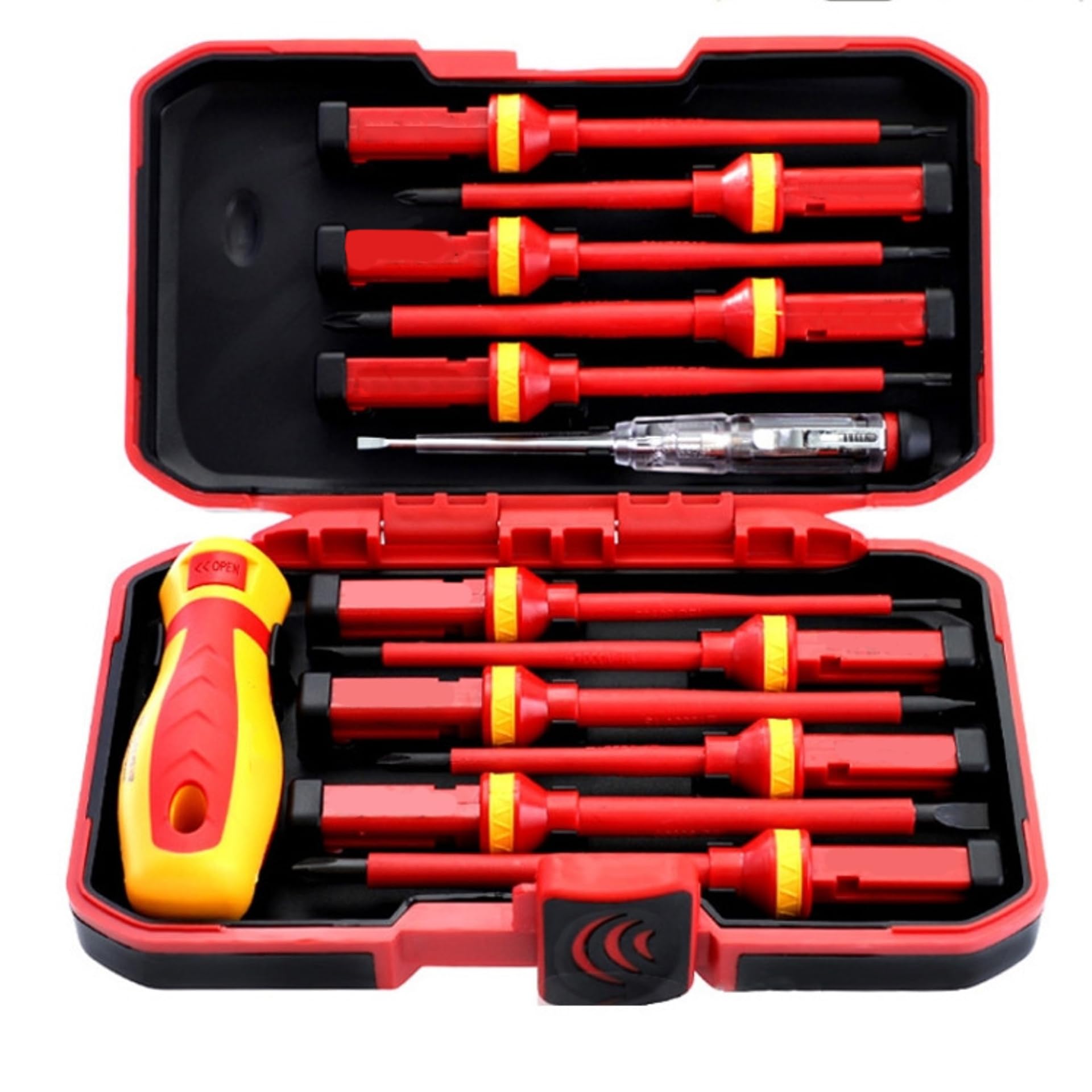 Tolsen 13pcs VDE Insulated Screwdriver Set Interchangeable in Case Magnetic Tip 1000V