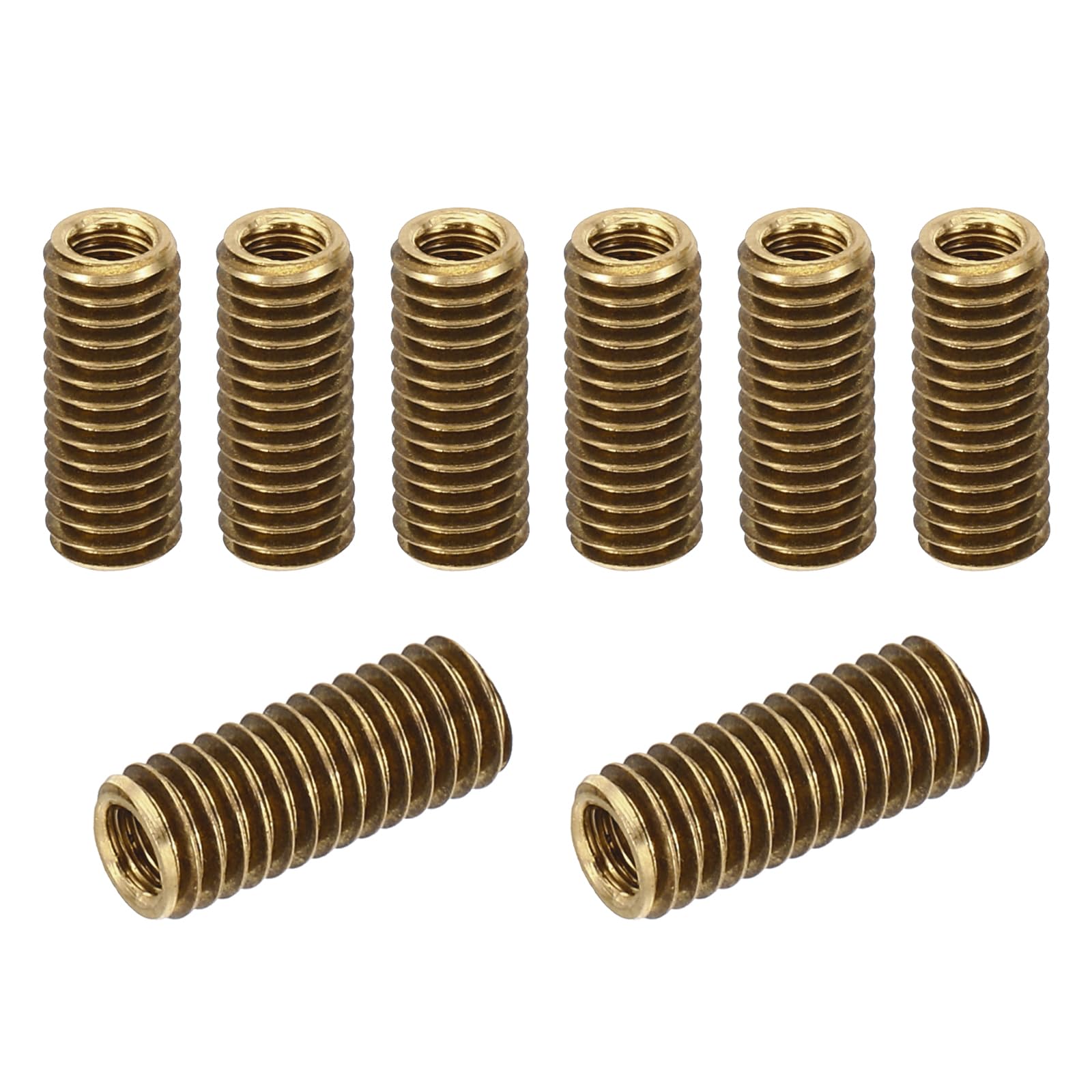 PATIKIL M6xM4x15mm Brass Threaded Repair Insert Nut, 8 Pcs Male to Female Thread Sleeve Inserts Reducing Nut Adapter Reducer Screw Sleeves, Gold Tone