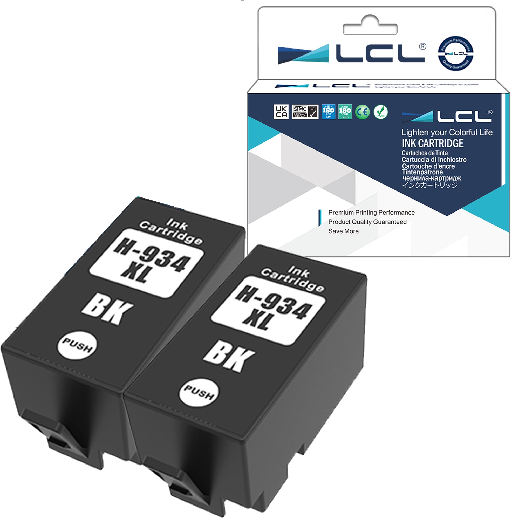 LCL Compatible Ink Cartridge 934XL (2 Black) Replacement for HP Officejet Pro 6830, 6230, 6815, 6835, 6812, 6820, 6220, OfficeJet Pro 6836, 6220, 6800, 6822, 6825 Printers
