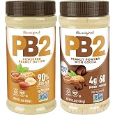 PB2 Powdered Peanut Butter Bundle, Keto Diet, Gluten Free, Mix in Protein Shakes &amp; Smoothies, Low Carb, Original Peanut Butter &amp; Peanut Butter Cocoa Flavors (2 Jars - 6.5 Oz Each)