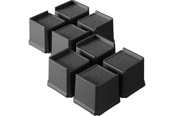 Lutown-Teen Bed Risers 4 Inch, Furniture Risers 8 Pack, Heavy Duty L-Shaped Bed Lifter for Table, Couch, Desk, Sofa, Chair, D
