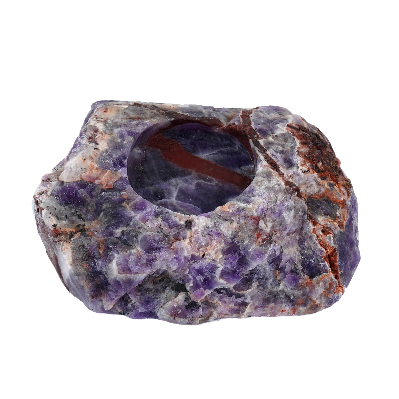 Soulnioi Natural Crystal Candle Holder Ornament Rough Stone Candle Tealight Candle Holder for Home Garden Decoration-Dream Amethyst