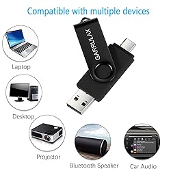 GARRULAX USB Flash Drive, 32GB 2 in 1 OTG Type C
