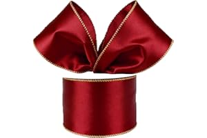 Satin Wired Edge Ribbon, 2.5 Inch x 20 Yards, Metallic Edge, Christmas Tree Decoration (Burgundy, 2-1/2 Inch)